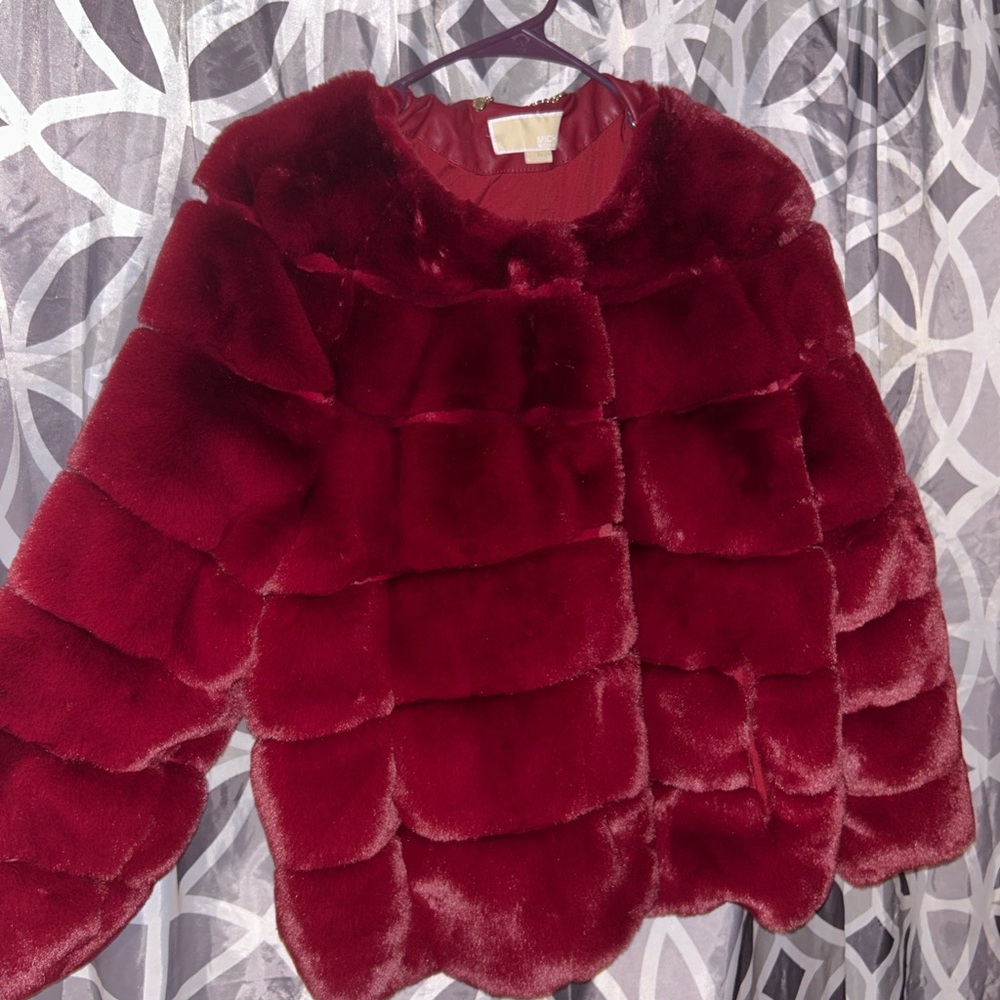 Michael kors Luxurious Faux Fur womens XL Jacket - Deep Red - Picture 7 of 7